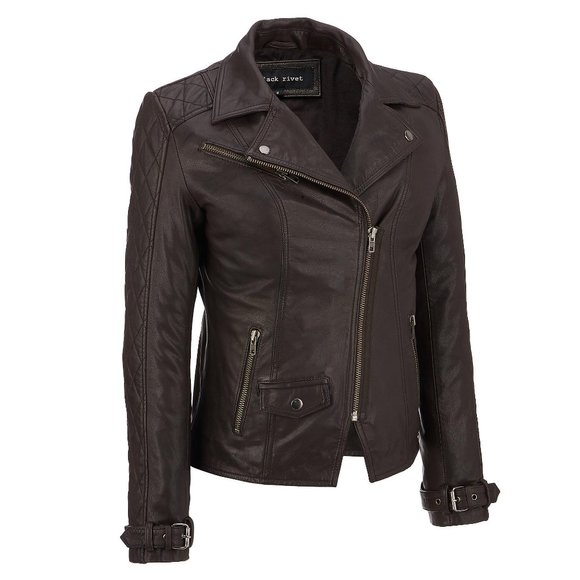 NWT Black Rivet Asymmetrical Leather Cycle Jacket